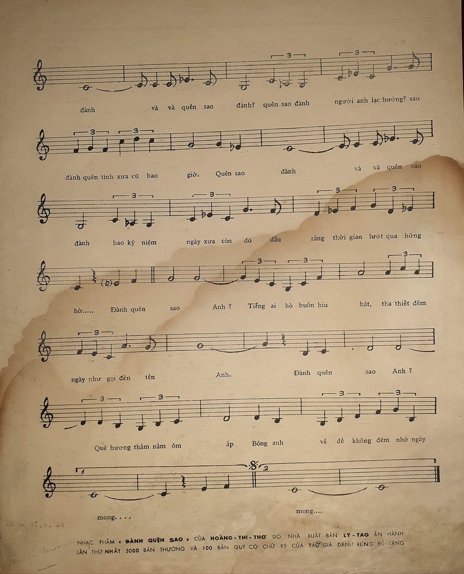 Sheet nhạc Đành quên sao - Trang 3