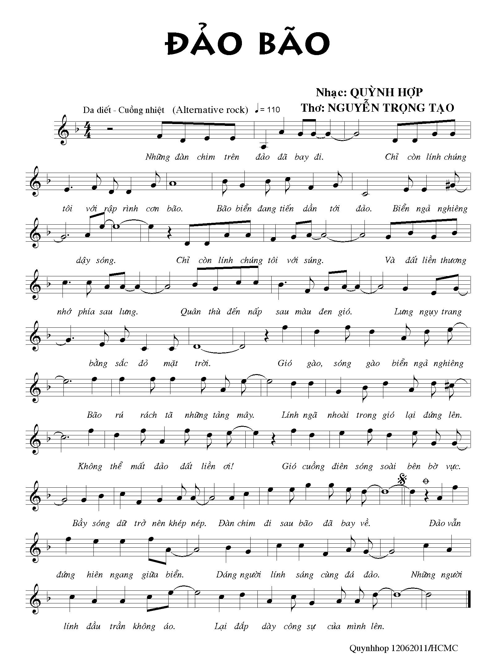 Sheet nhạc Đảo bão - Trang 1