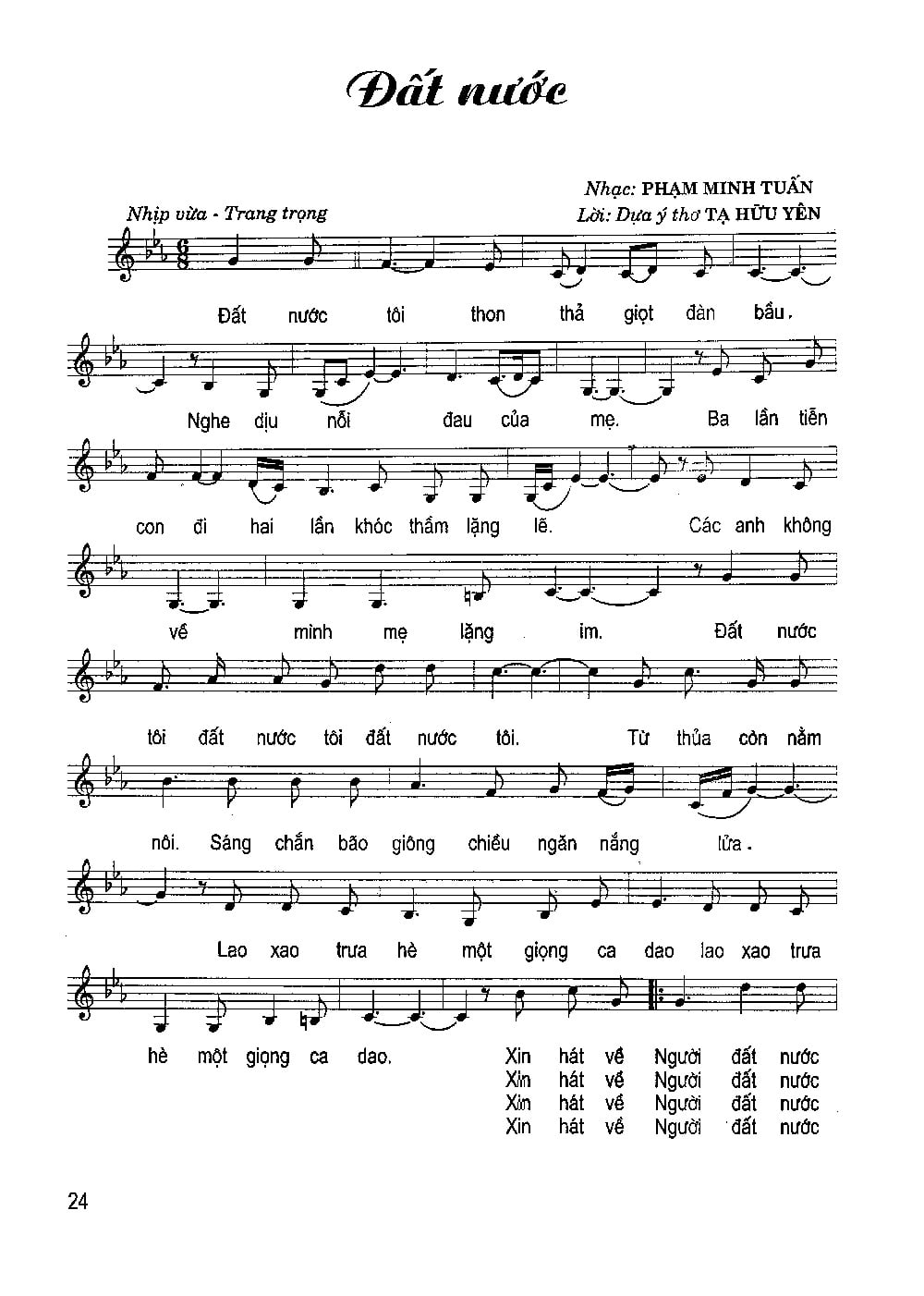 Sheet nhạc Đất nước - Trang 1