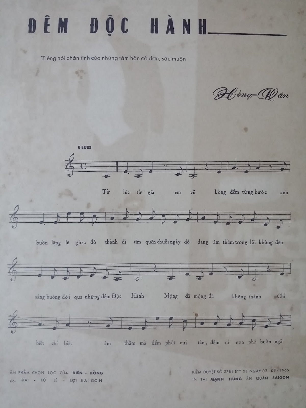 Sheet nhạc Đêm độc hành - Trang 2