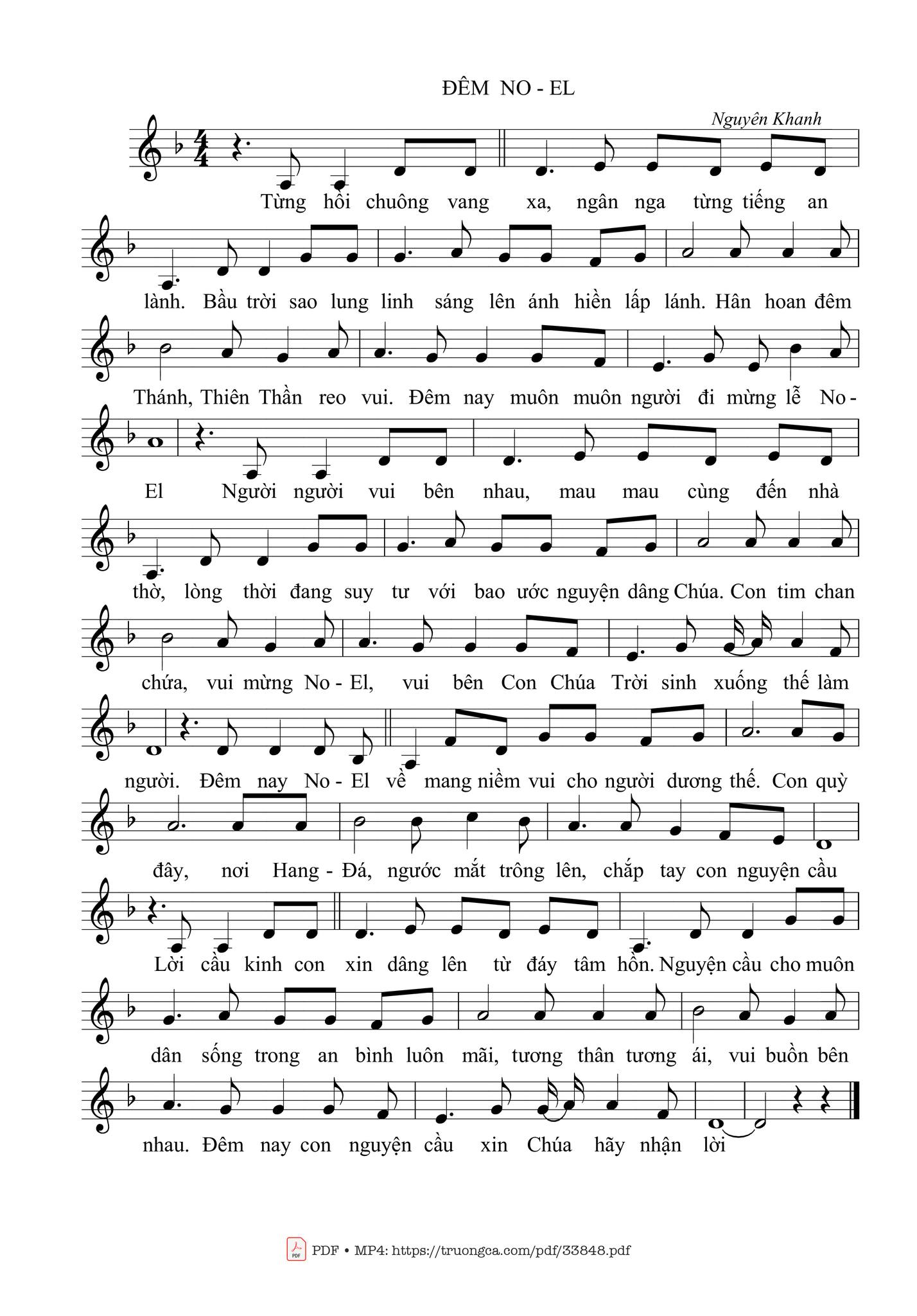 Sheet nhạc Đêm Noel - Trang 1