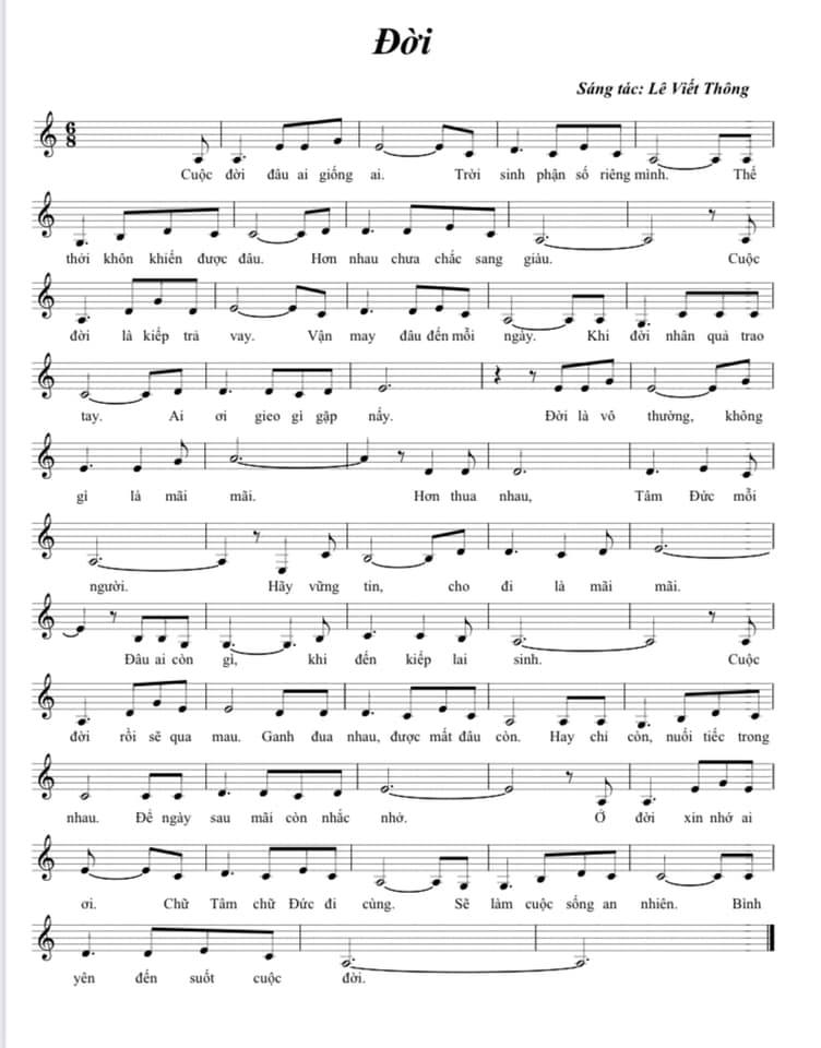 Sheet nhạc Đời - Trang 1