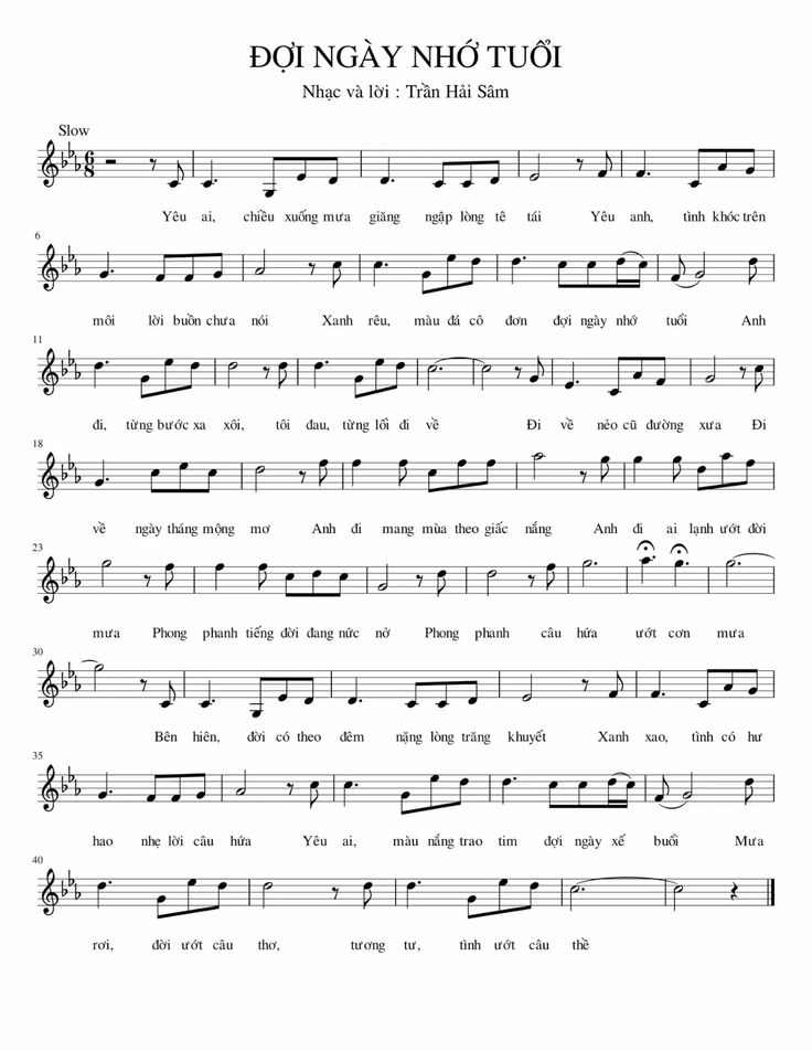 Sheet nhạc Đợi ngày nhớ tuổi - Trang 1