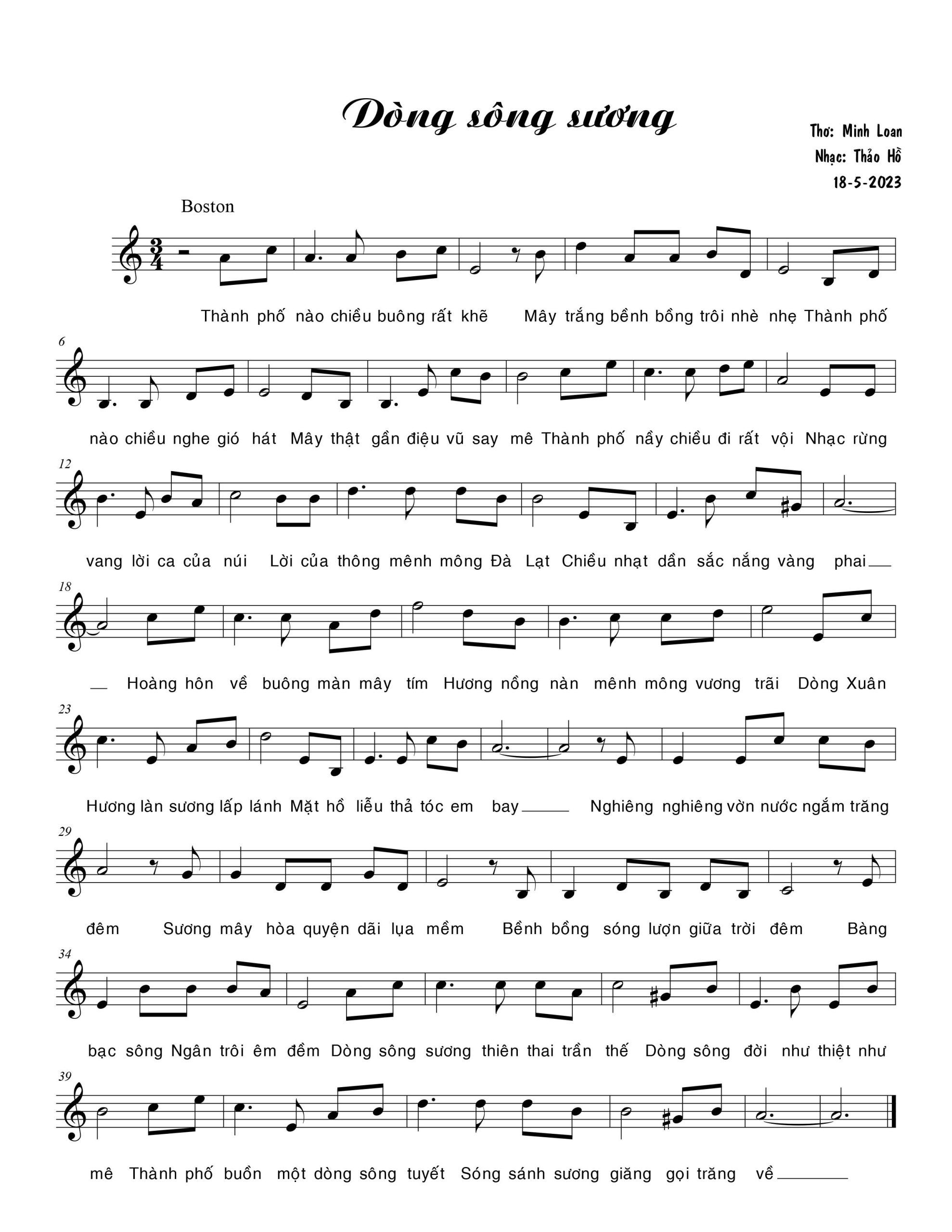 Sheet nhạc Dòng dông sương - Trang 1