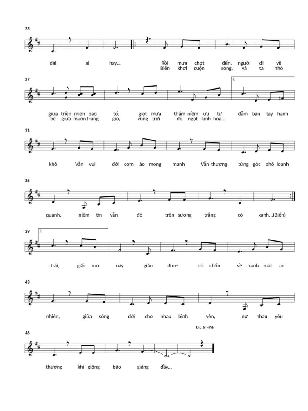 Sheet nhạc Đường dài lắng nghe - Trang 2