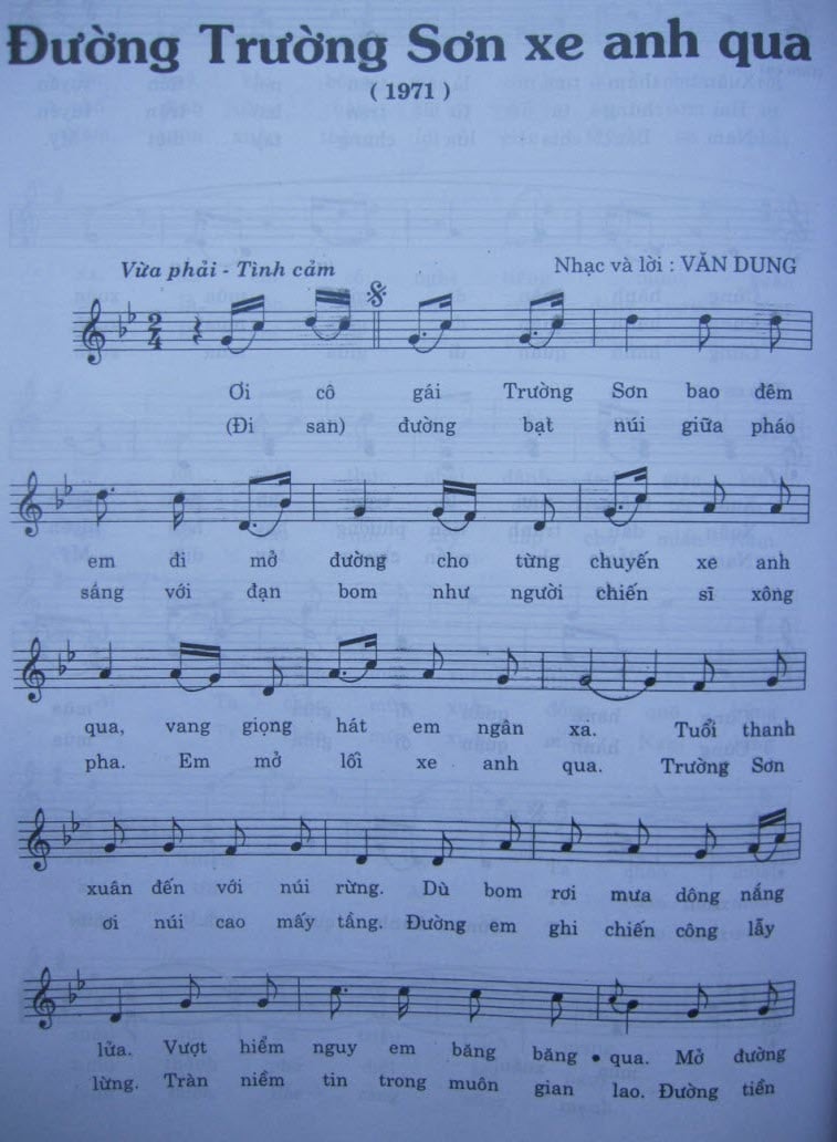 Sheet nhạc Đường Trường Sơn xe anh qua - Trang 1