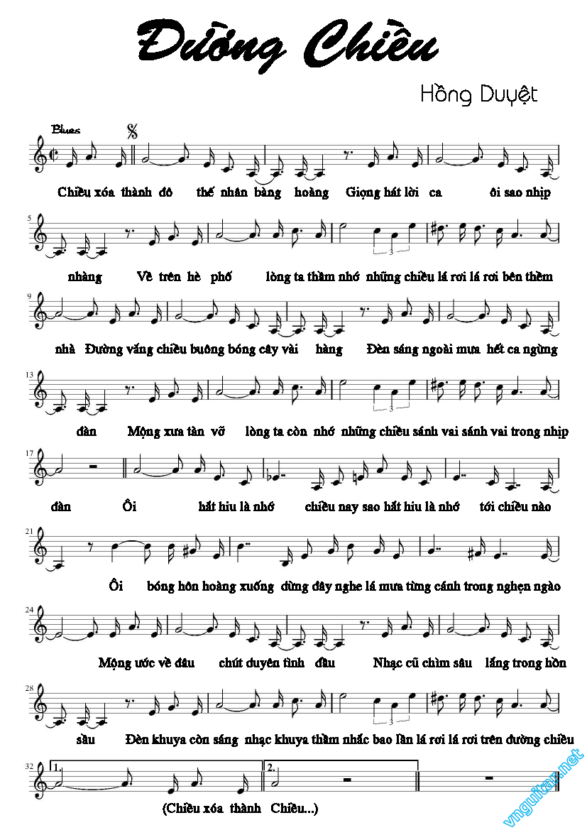 Sheet nhạc Đường chiều - Trang 1