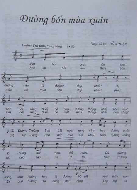 Sheet nhạc Đường bốn mùa xuân - Trang 1