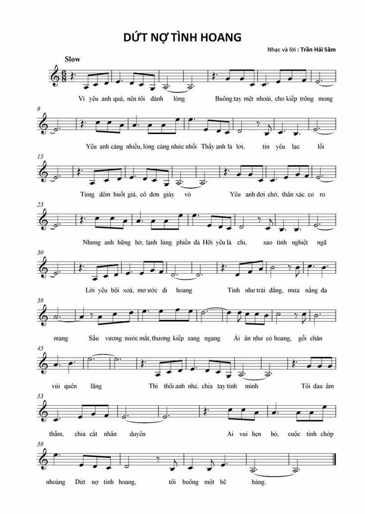 Sheet nhạc Dứt nợ tình hoang - Trang 1