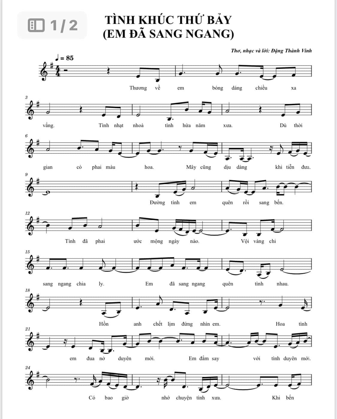 Sheet nhạc Em đã sang ngang - Trang 1