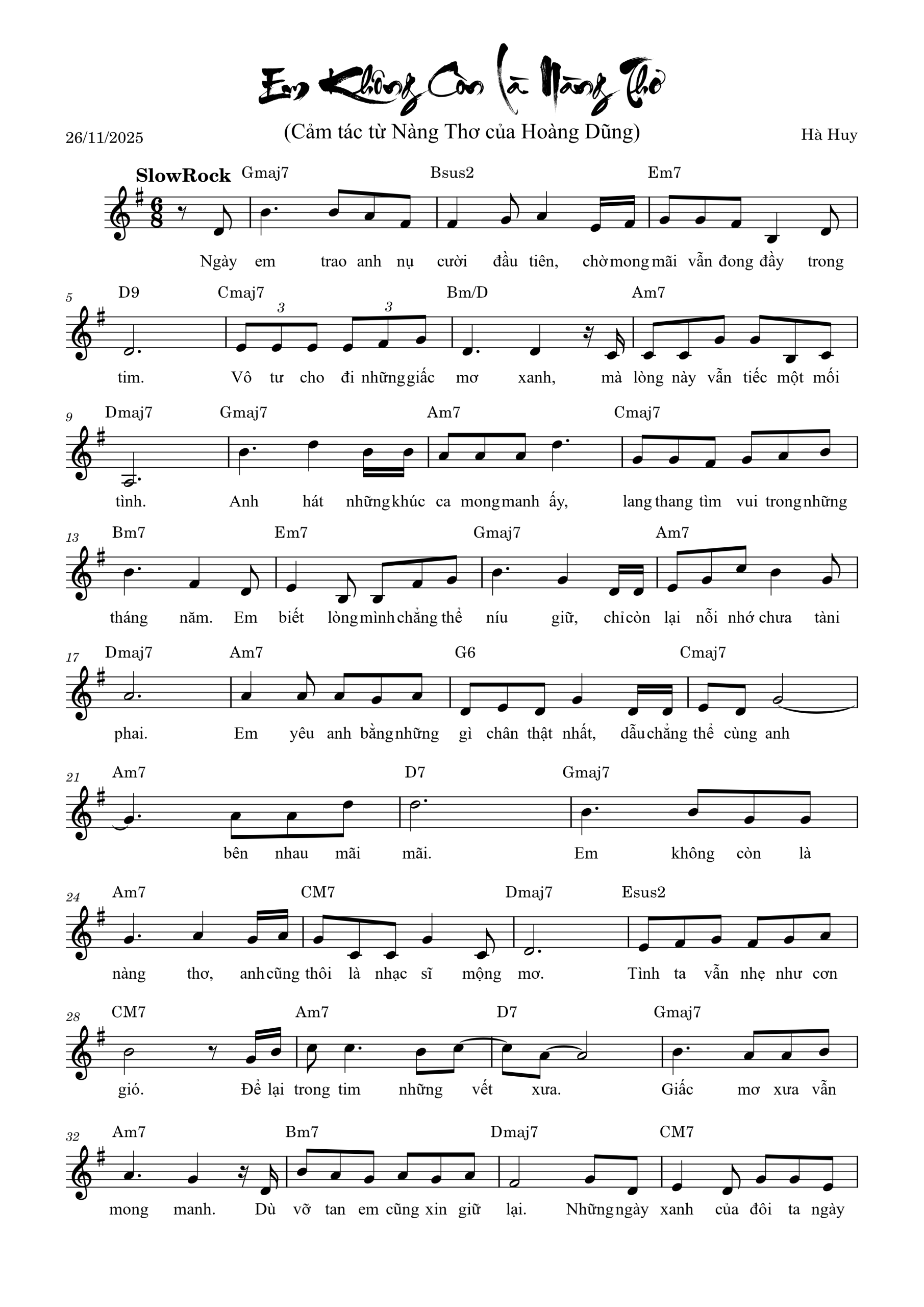 Sheet nhạc Em không còn là nàng thơ - Trang 1