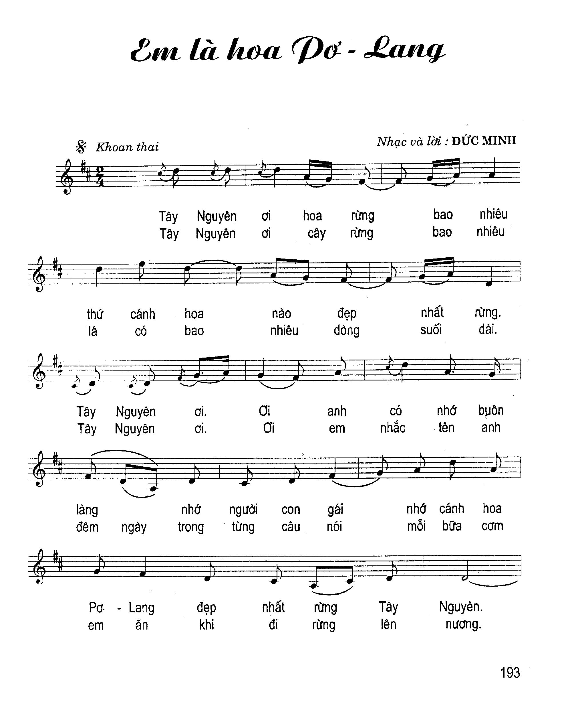 Sheet nhạc Em là hoa pơ lang - Trang 1