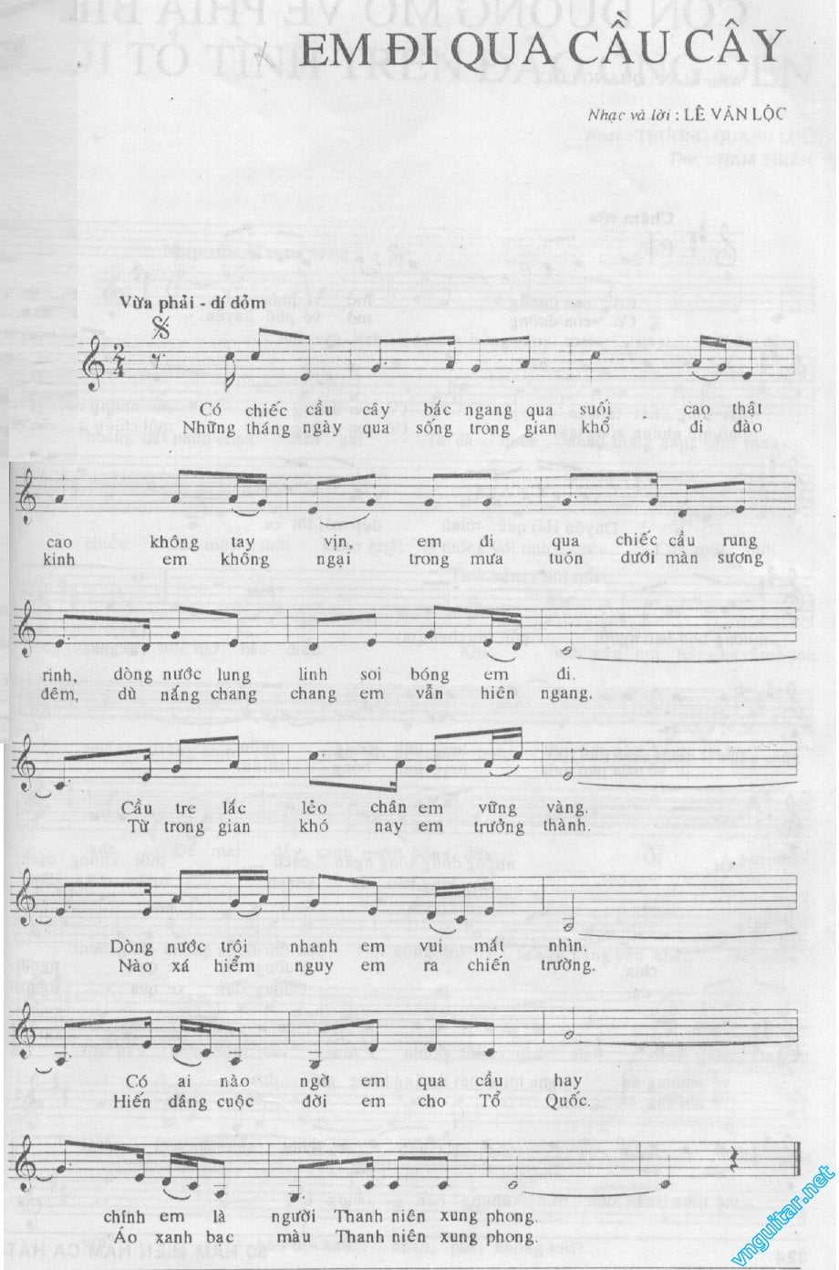 Sheet nhạc Em đi qua cầu cây - Trang 1