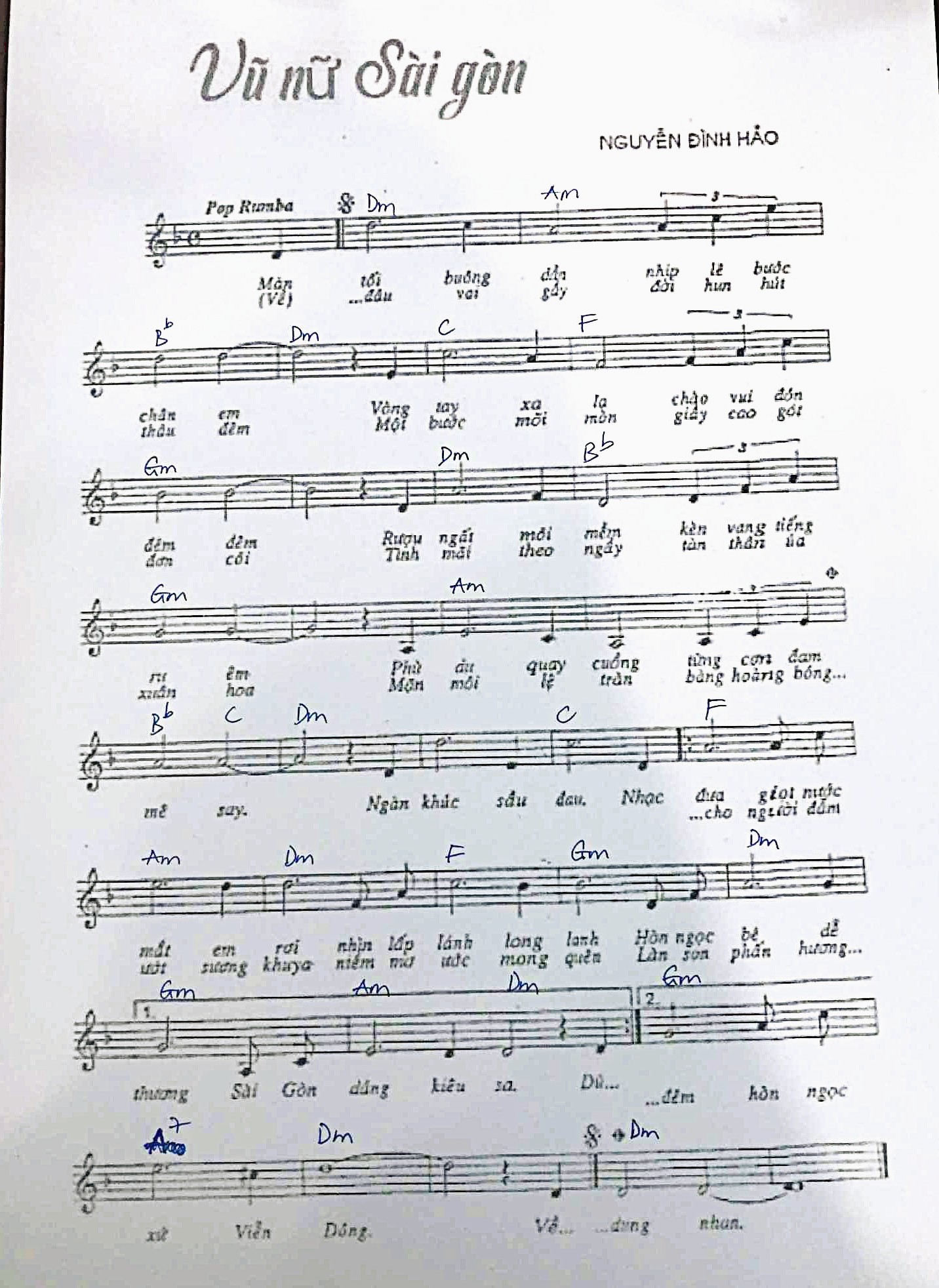 Sheet nhạc Vũ nữ Sài Gòn - Trang 1