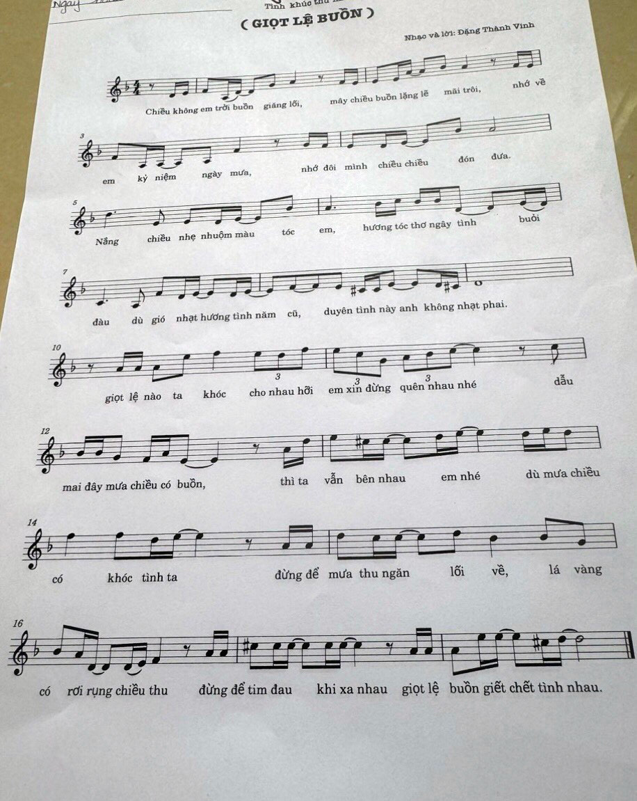 Sheet nhạc Giọt lệ buồn - Trang 1