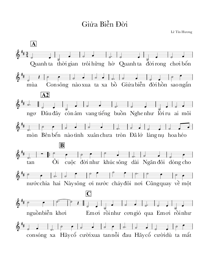 Sheet nhạc Giữa biển đời - Trang 1