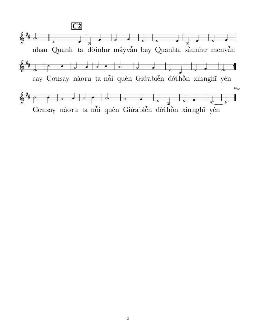 Sheet nhạc Giữa biển đời - Trang 2