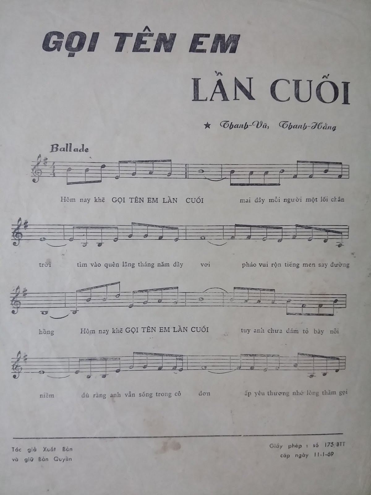 Sheet nhạc Gọi tên em lần cuối - Trang 2