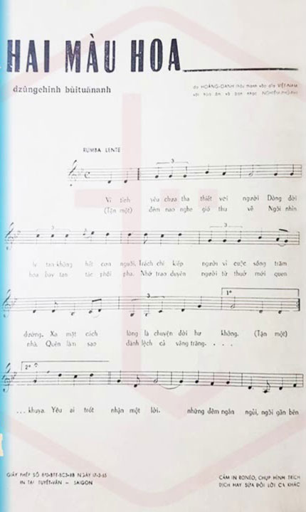 Sheet nhạc Hai màu hoa - Trang 2