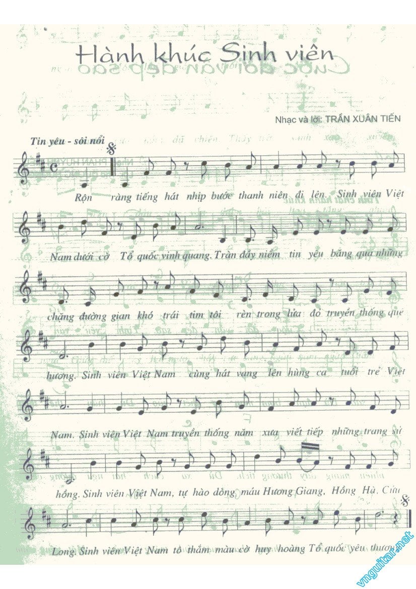 Sheet nhạc Hành khúc sinh viên - Trang 1