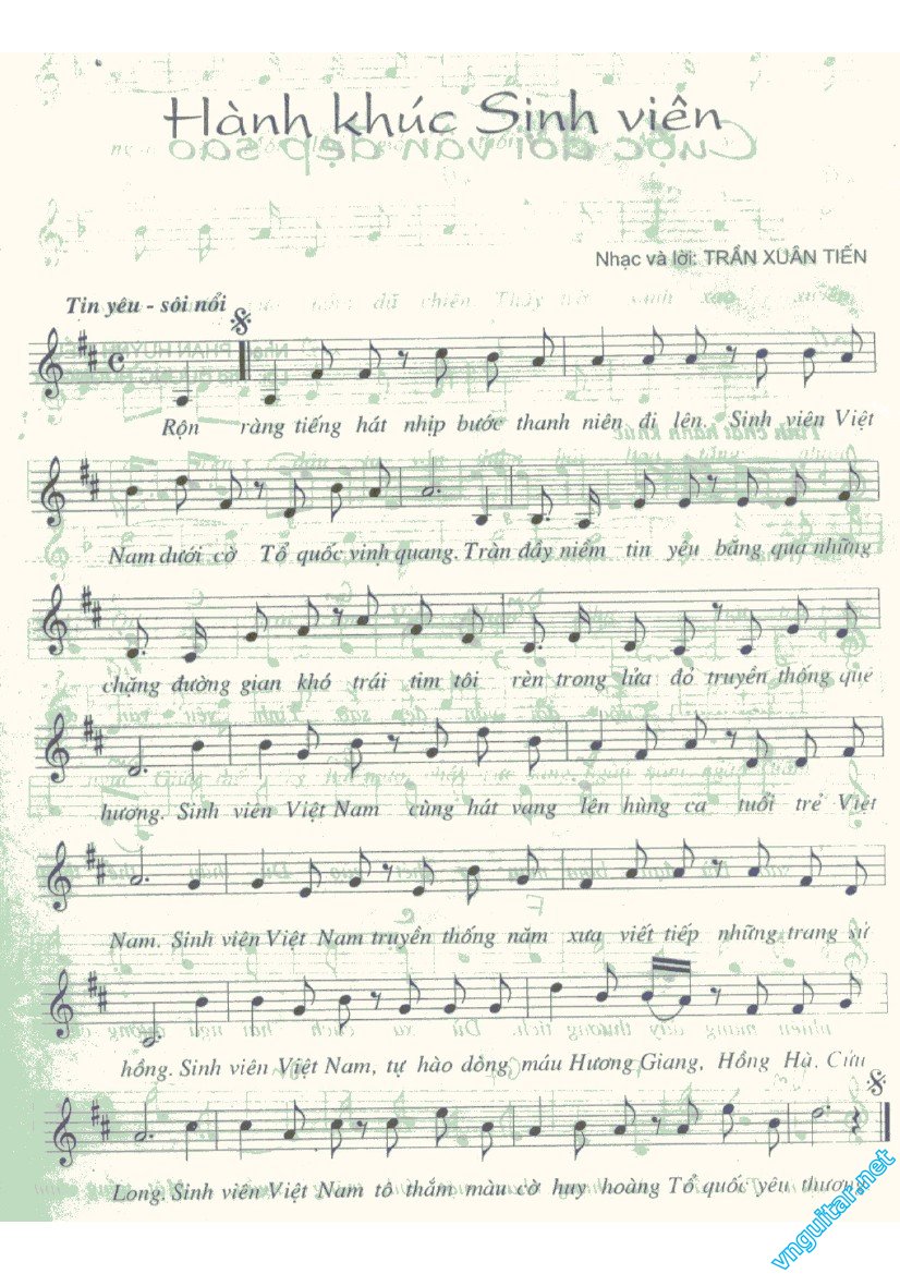 Sheet nhạc Hành khúc sinh viên - Trang 1