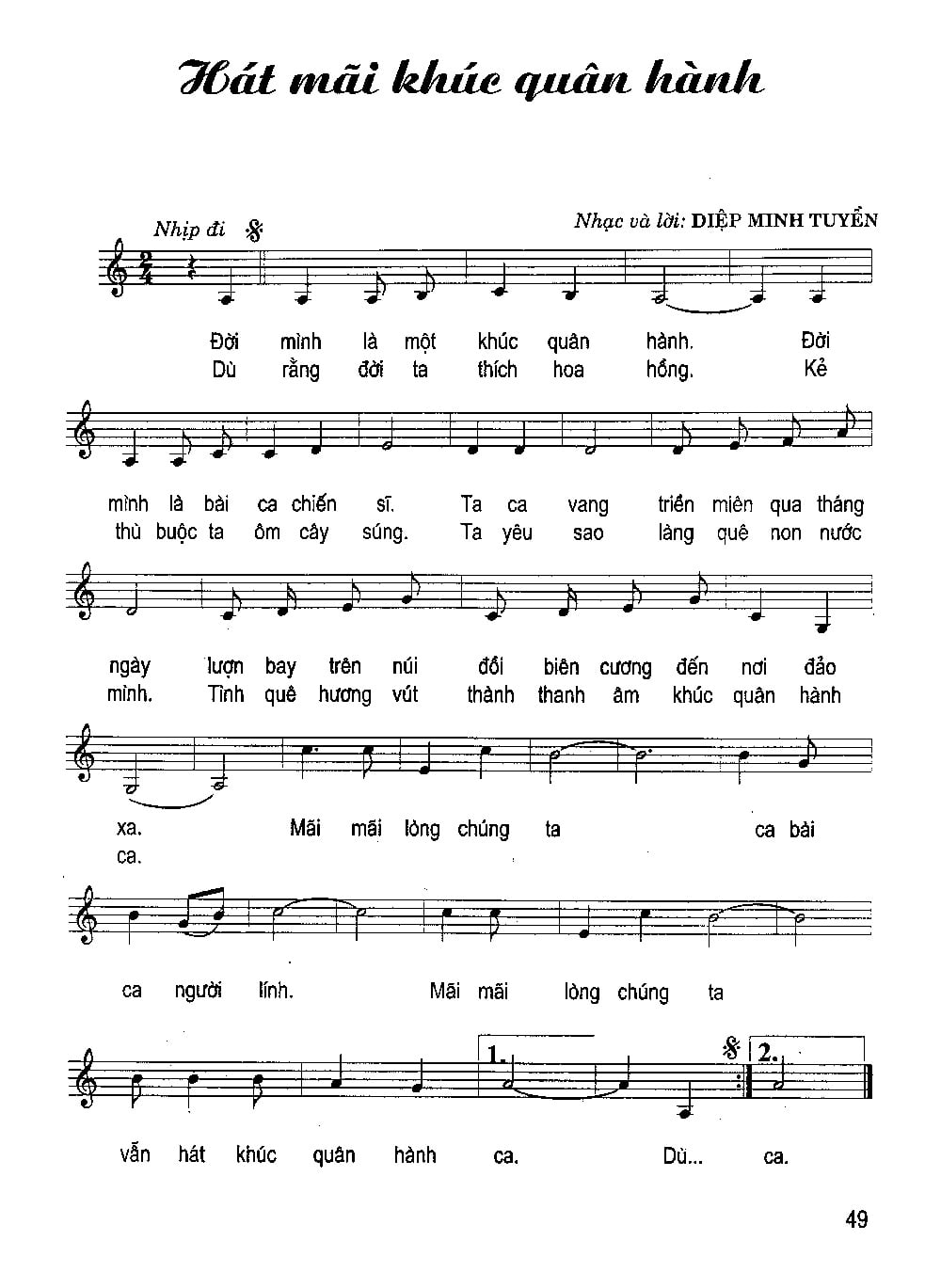 Sheet nhạc Hát mãi khúc quân hành - Trang 1