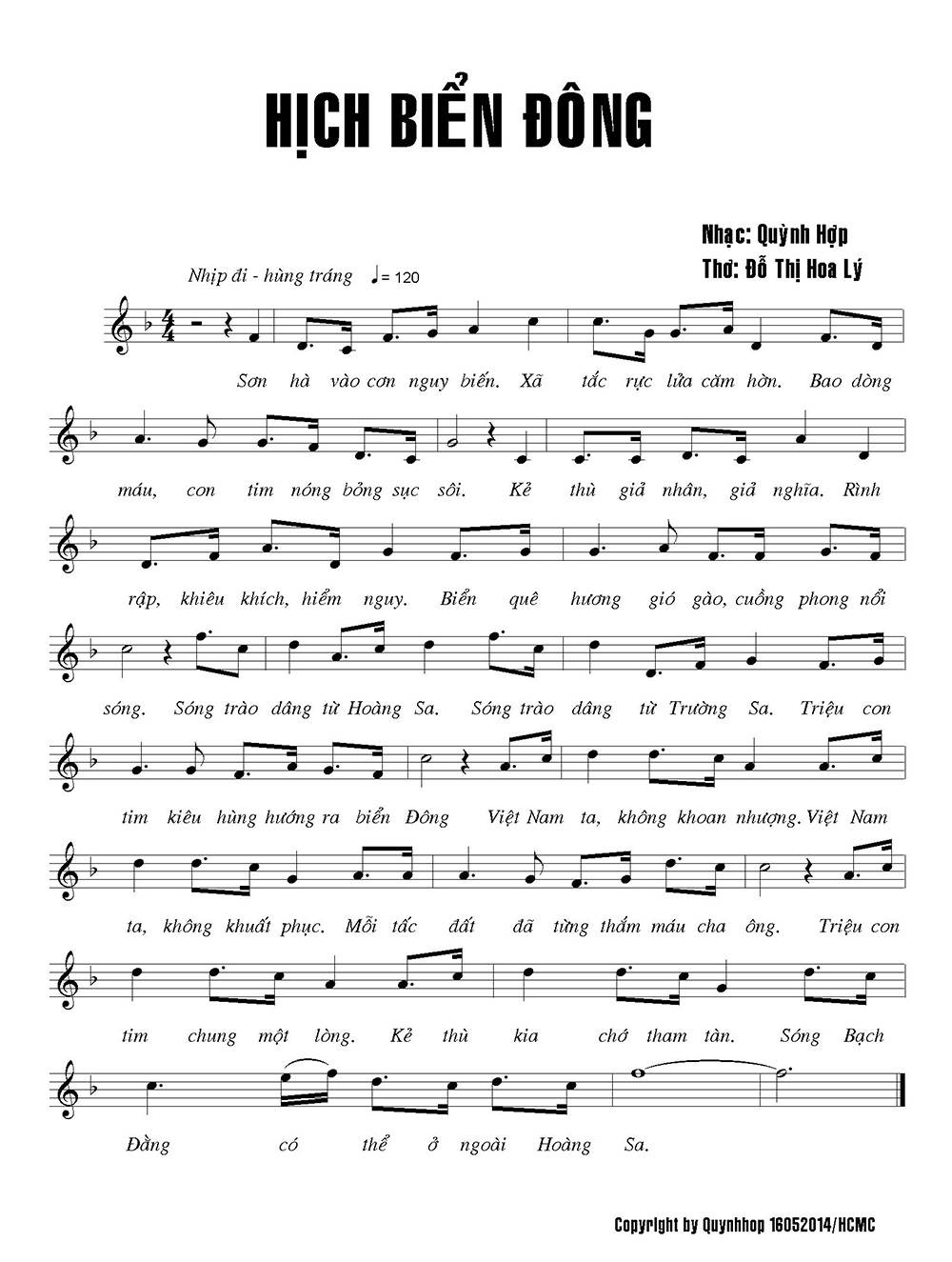 Sheet nhạc Hịch biển Đông - Trang 1