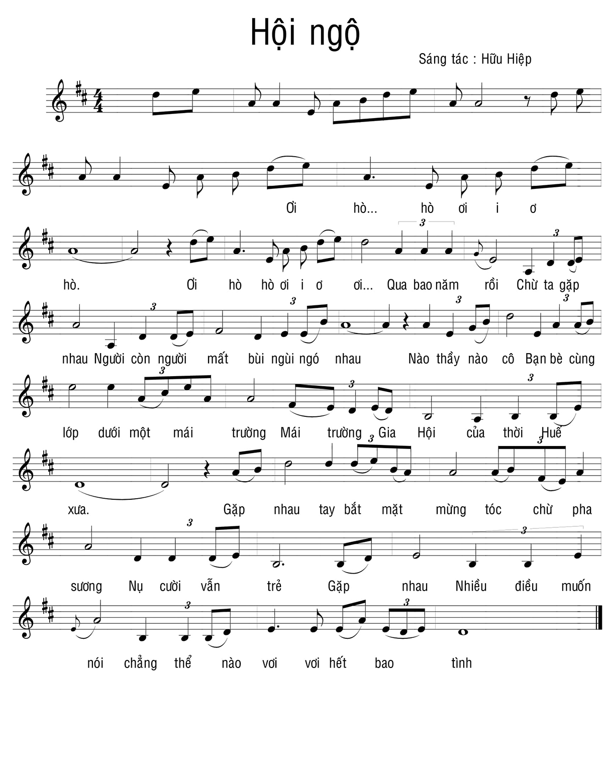 Sheet nhạc Hội ngộ - Trang 1