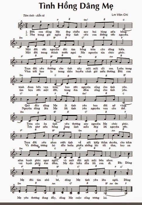 Sheet nhạc Tình hồng dâng mẹ - Trang 1