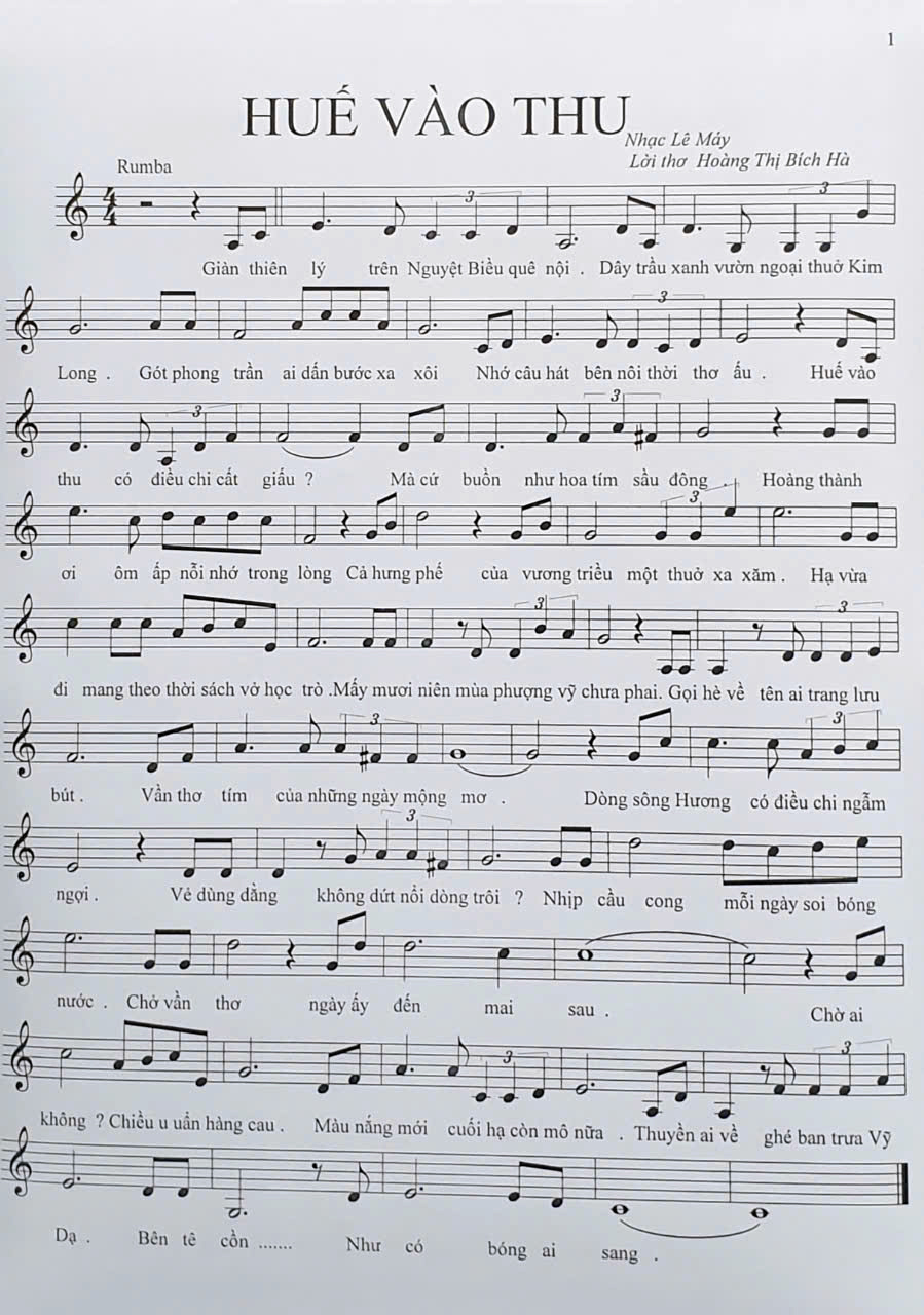 Sheet nhạc Huế vào thu - Trang 1