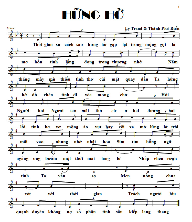 Sheet nhạc Hững hờ - Trang 1