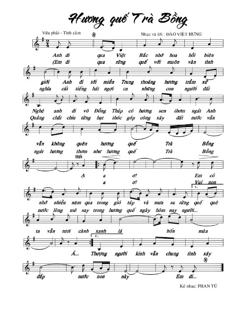 Sheet nhạc Hương quế Trà Bồng - Trang 1