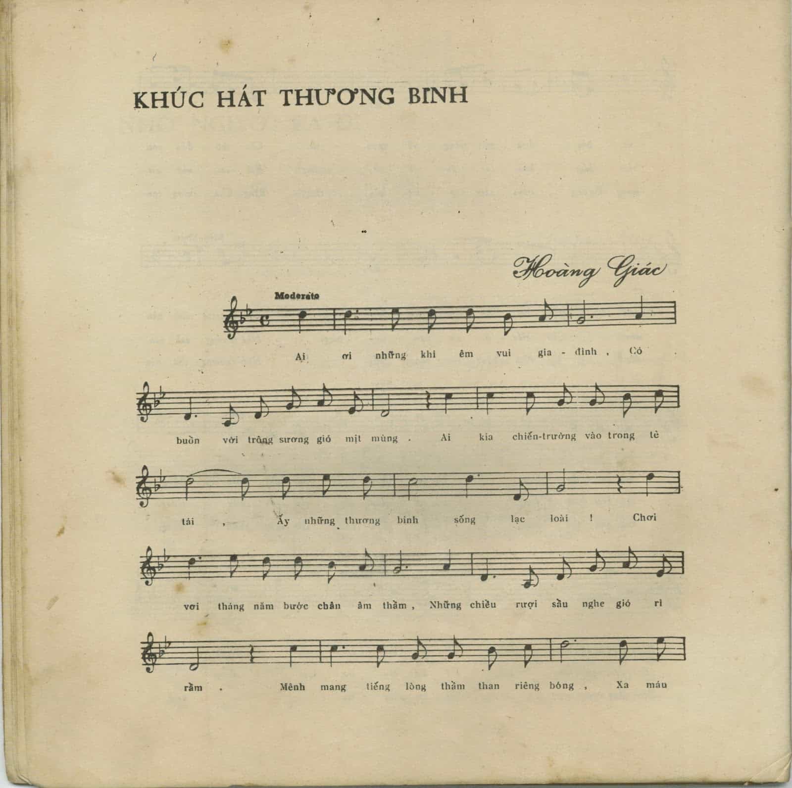 Sheet nhạc Khúc hát thương binh - Trang 1