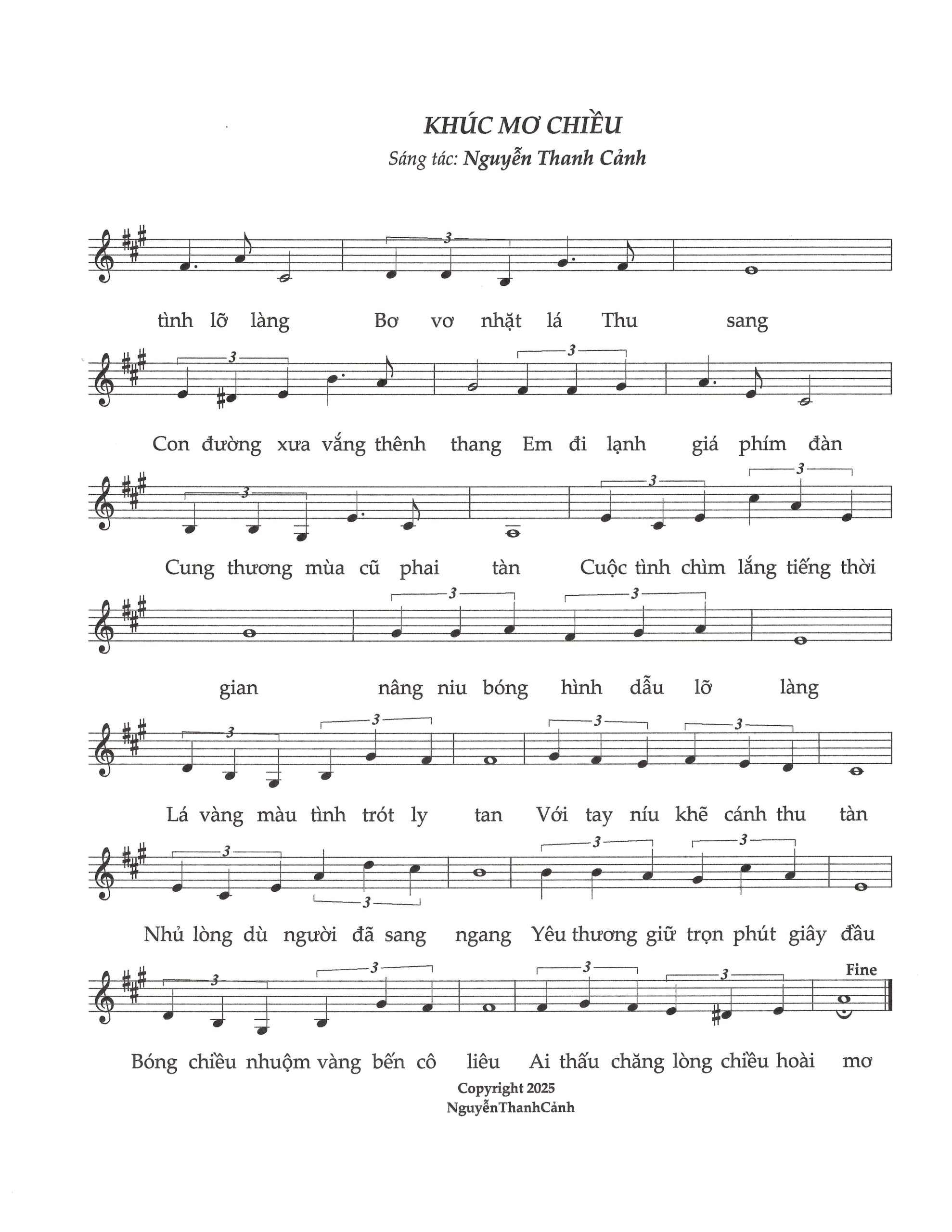 Sheet nhạc Khúc mơ chiều - Trang 2