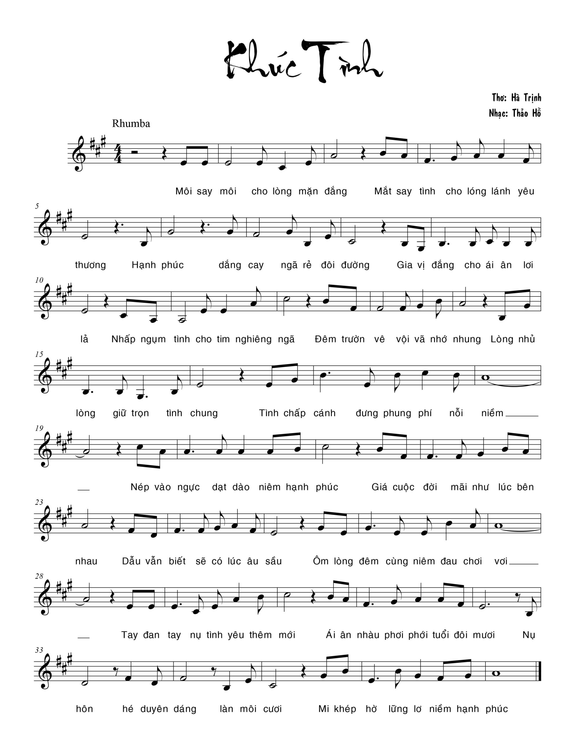 Sheet nhạc Khúc tình - Trang 1