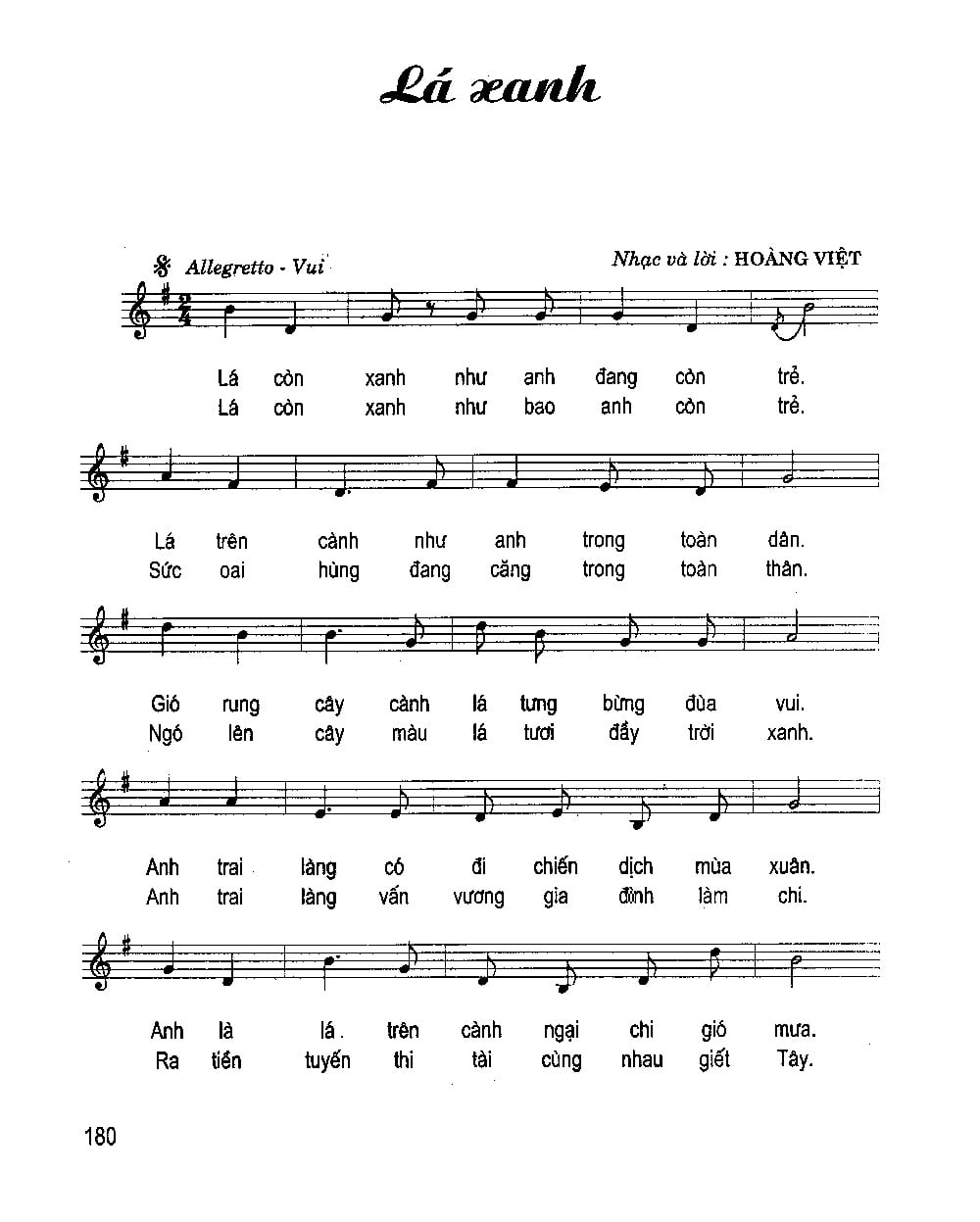 Sheet nhạc Lá xanh - Trang 1