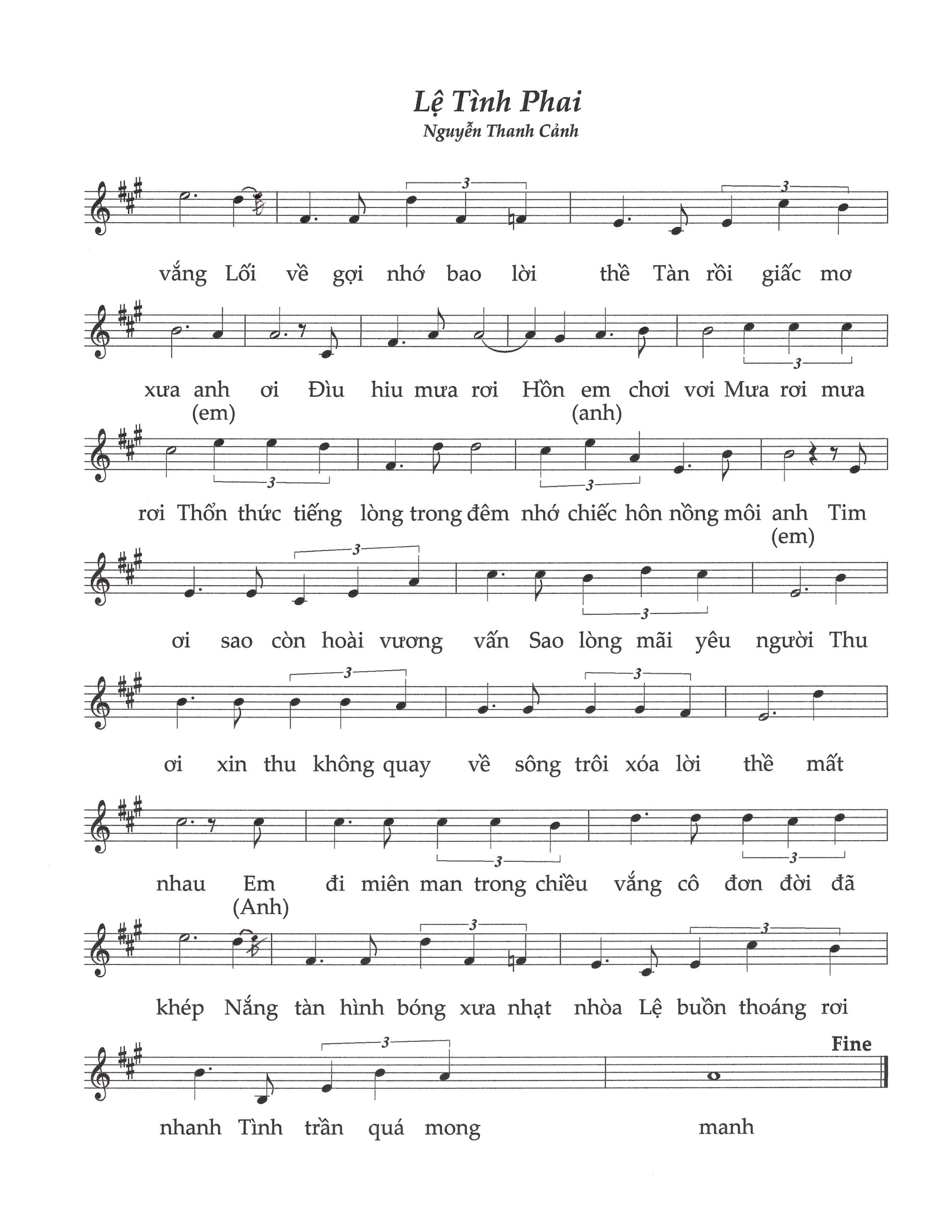 Sheet nhạc Lệ tình phai - Trang 2