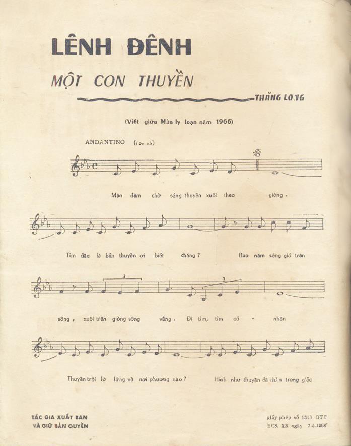 Sheet nhạc Lênh đênh một con thuyền - Trang 2