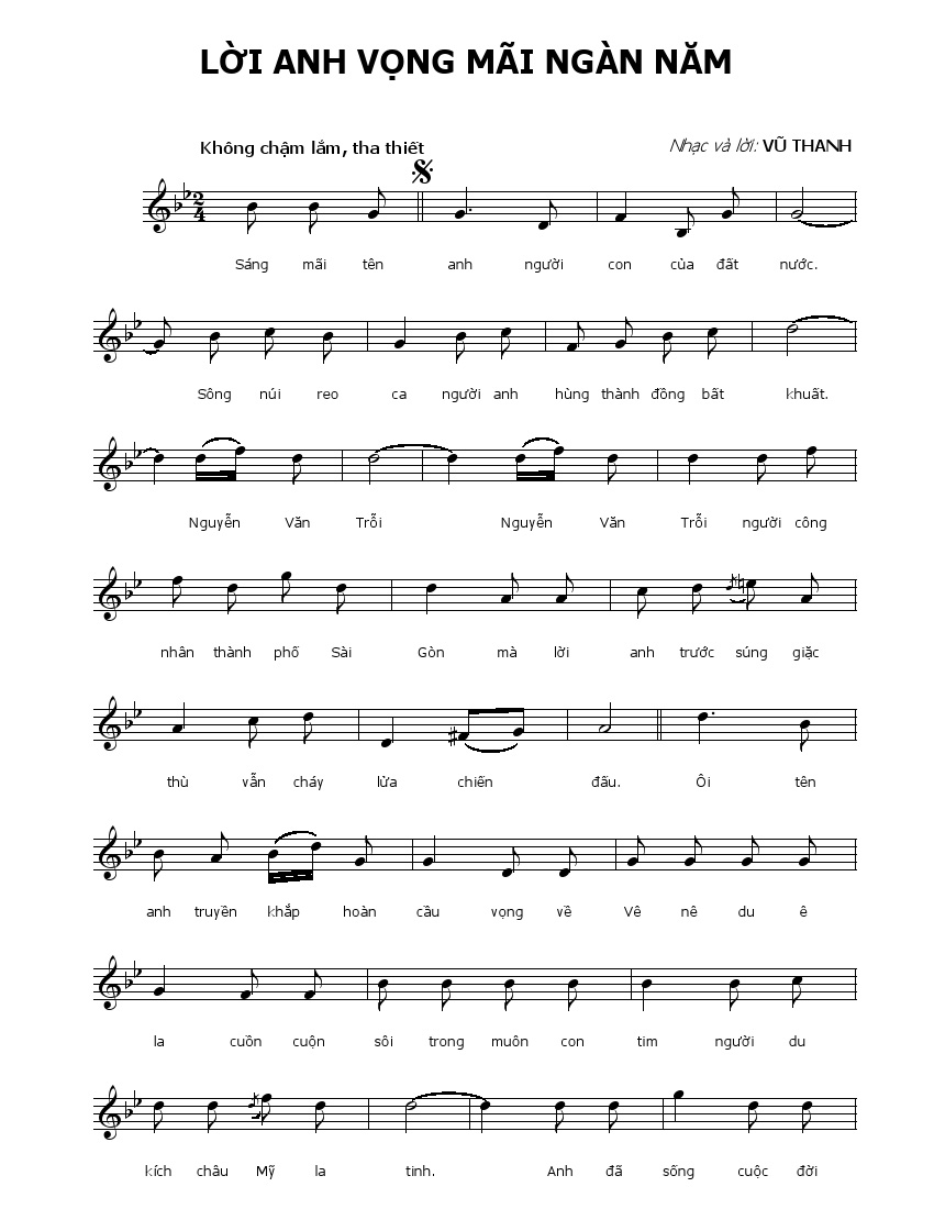 Sheet nhạc Lời anh vọng mãi ngàn năm - Trang 1