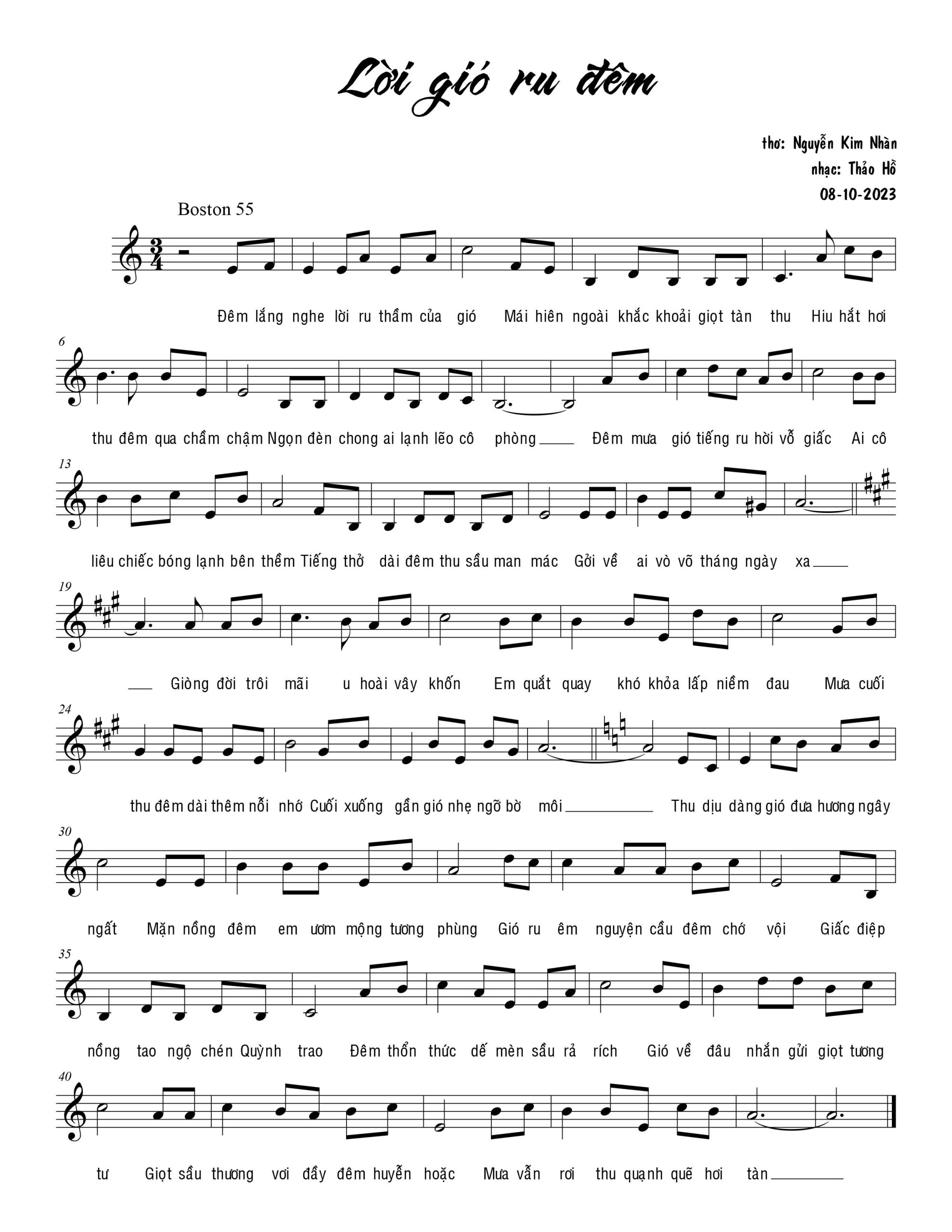 Sheet nhạc Lời gió ru đêm - Trang 1