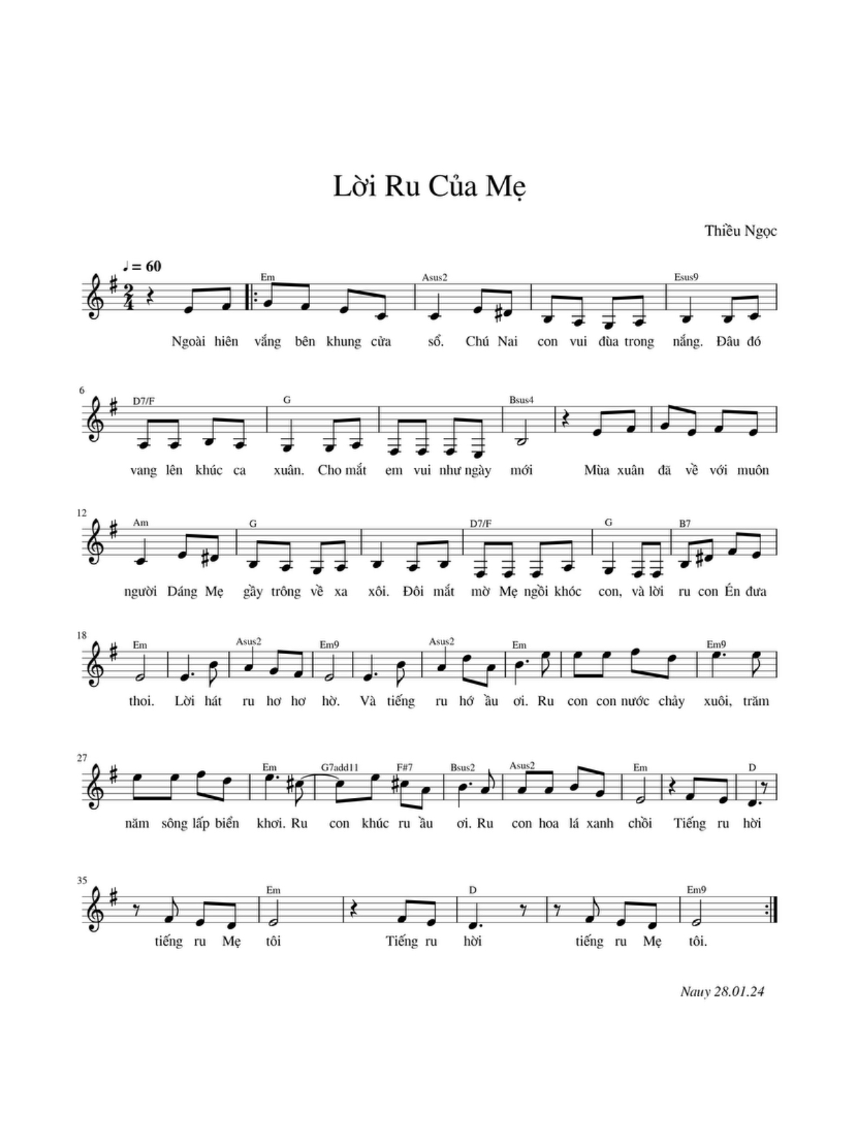 Sheet nhạc Lời ru của mẹ - Trang 2