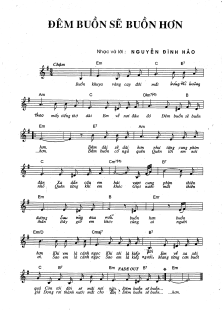 Sheet nhạc Đêm buồn sẽ buồn hơn - Trang 1