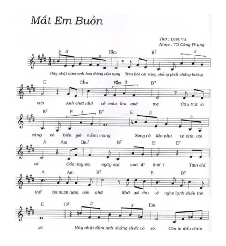 Sheet nhạc Mắt em buồn - Trang 1