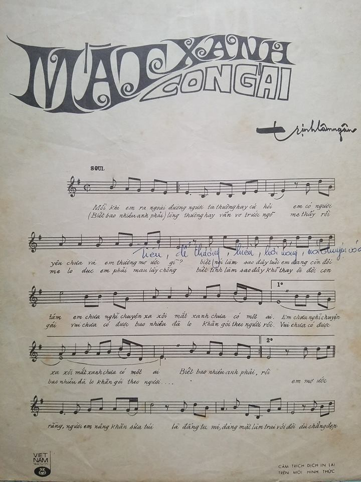 Sheet nhạc Mắt  xanh con gái - Trang 2