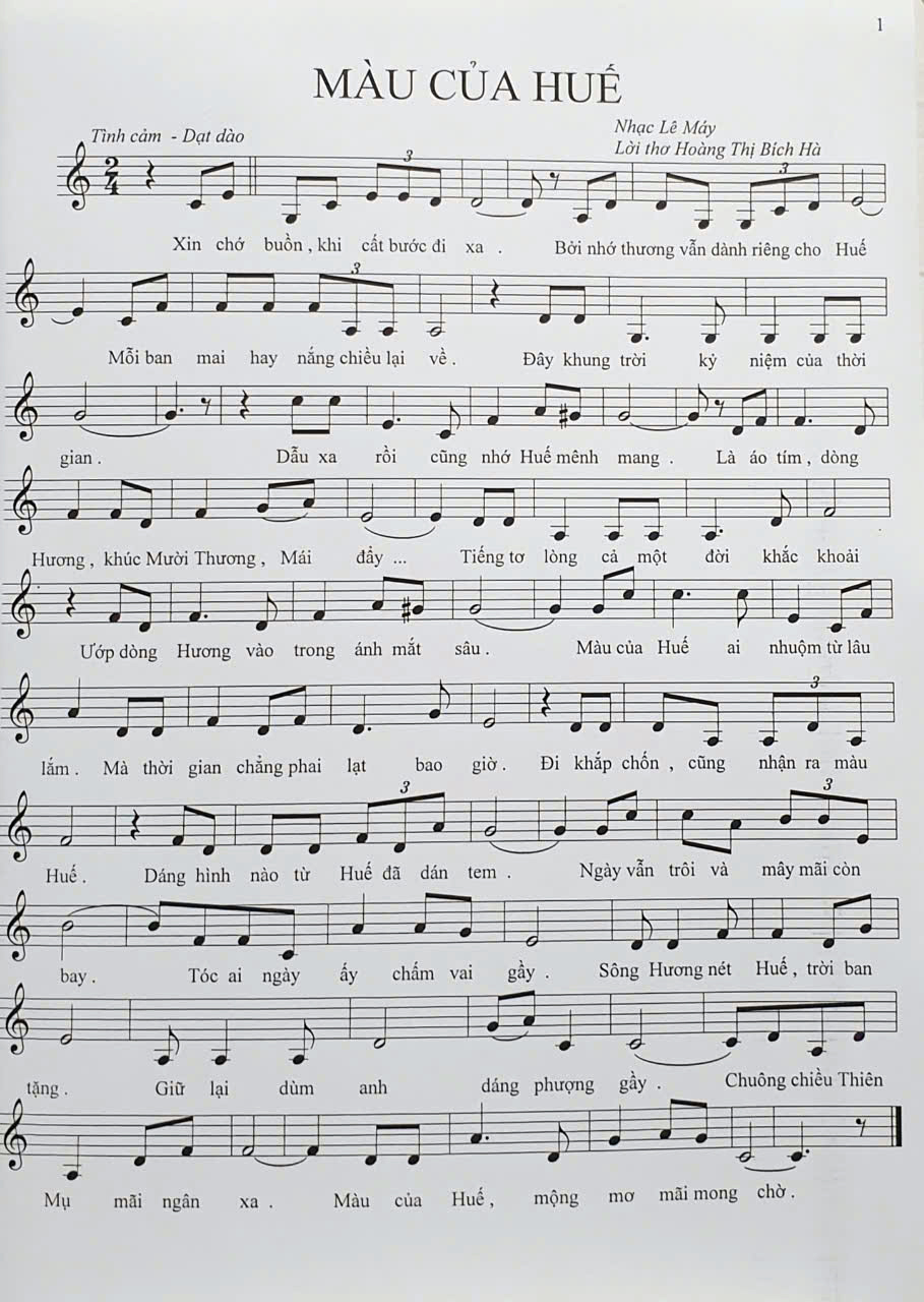 Sheet nhạc Màu của Huế - Trang 1