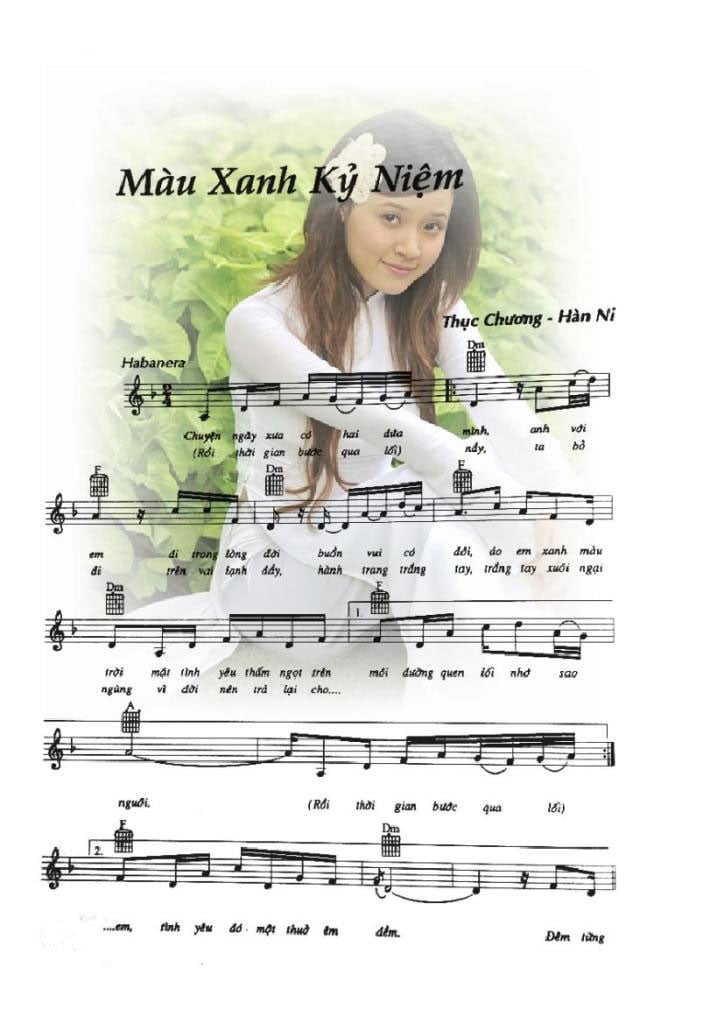 Sheet nhạc Vùng trời xanh kỷ niệm (Màu xanh kỷ niệm) - Trang 1
