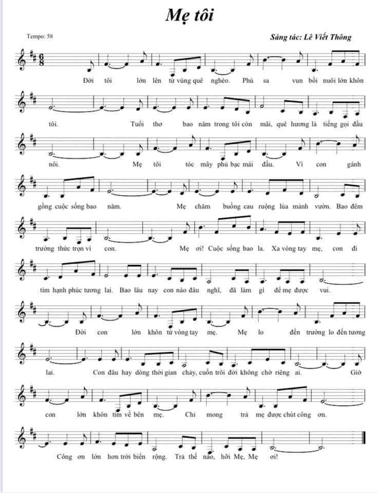Sheet nhạc Mẹ tôi - Trang 1