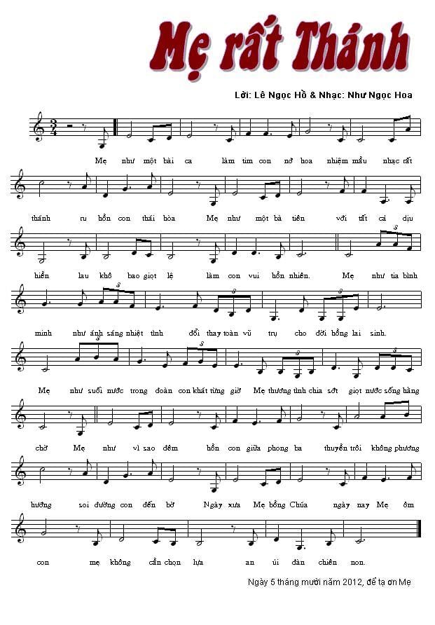 Sheet nhạc Mẹ rất Thánh - Trang 1