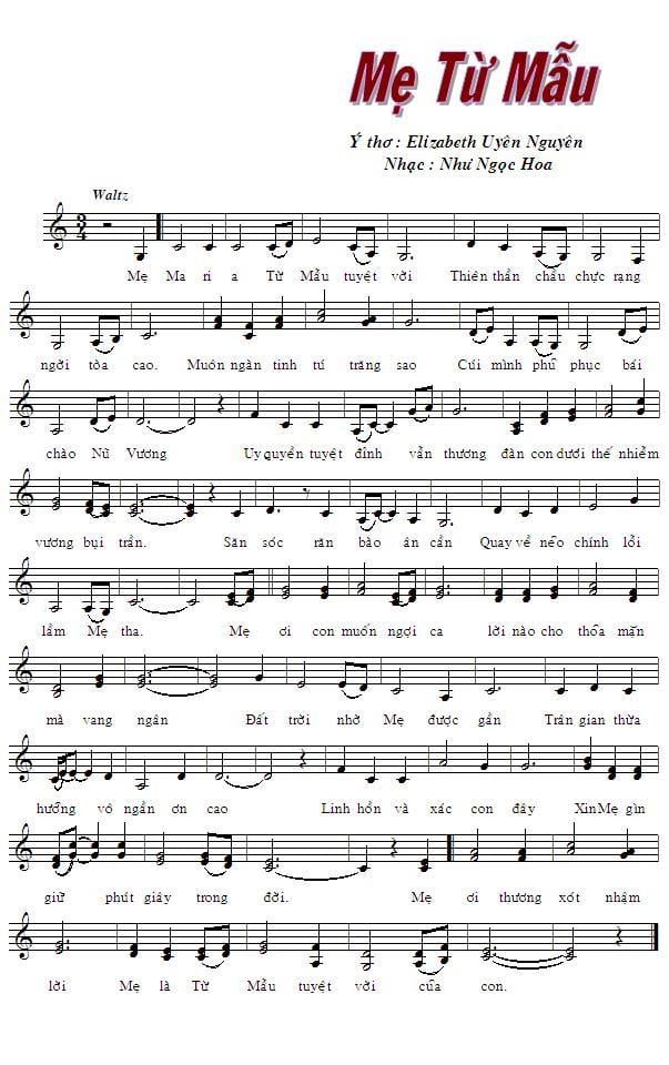 Sheet nhạc Mẹ từ mẫu - Trang 1
