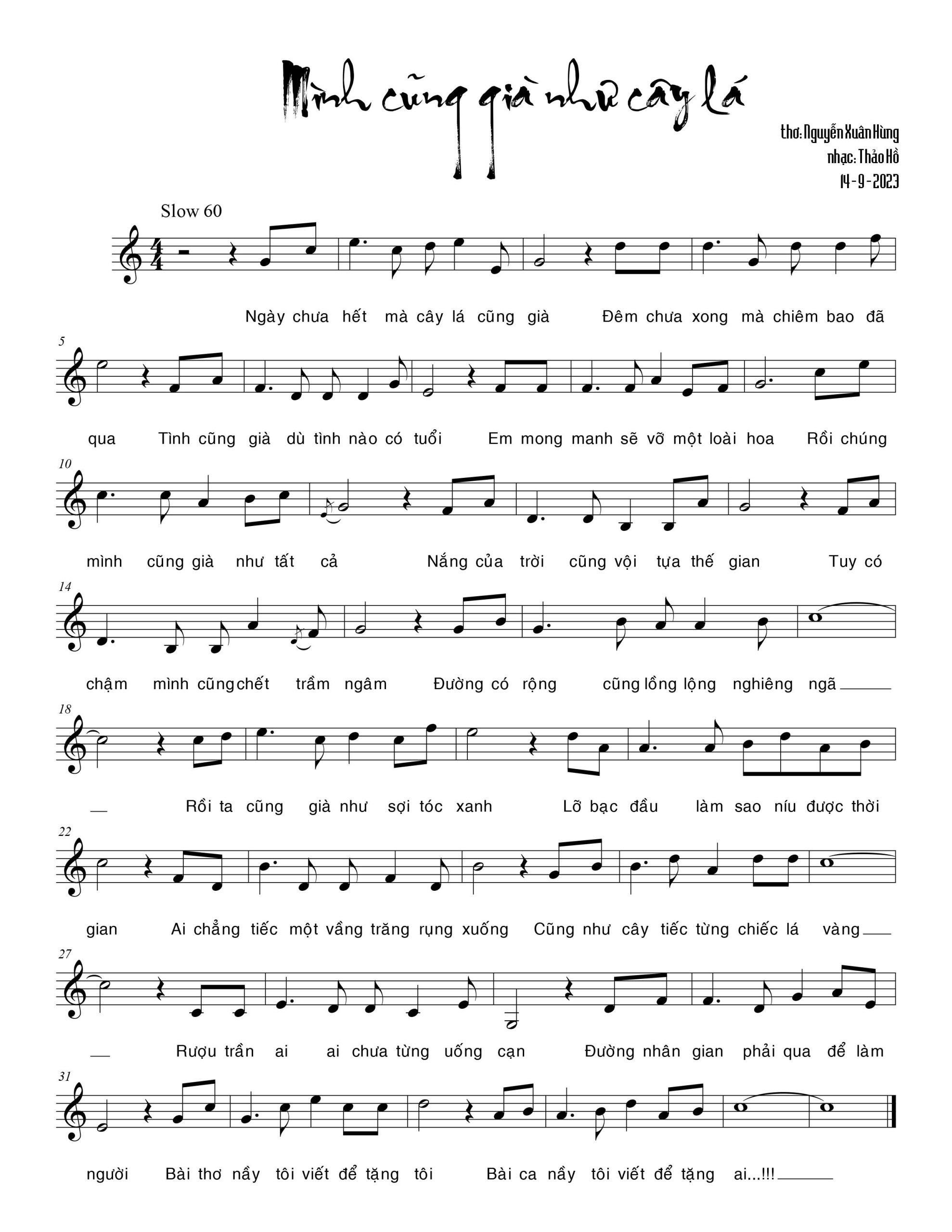 Sheet nhạc Mình cũng già như cây lá - Trang 1